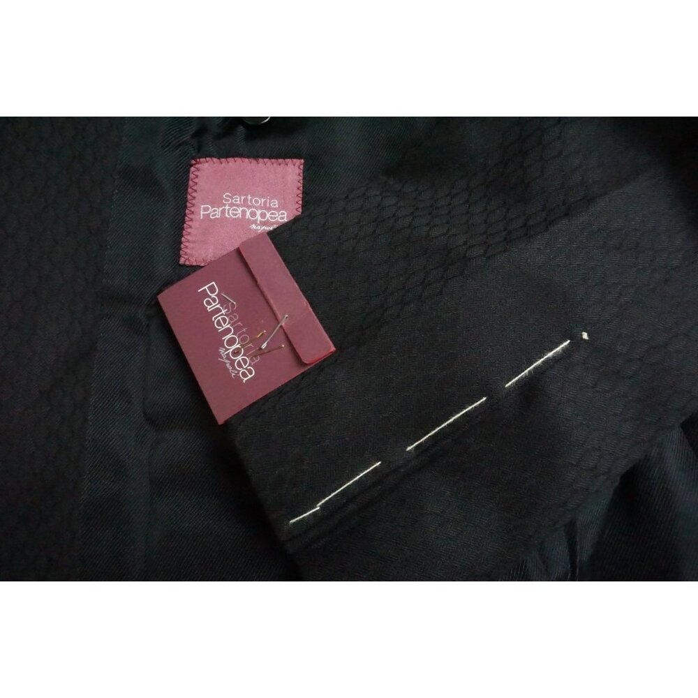 Sartoria Partenopea Cashmere Blend Black Geometric 2Pc Suit Jacket Pants 40R NEW